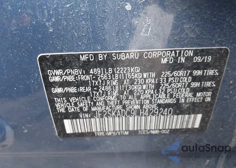 2020 Subaru Forester из США, поврежденный, VIN JF2SKADC9LH429240